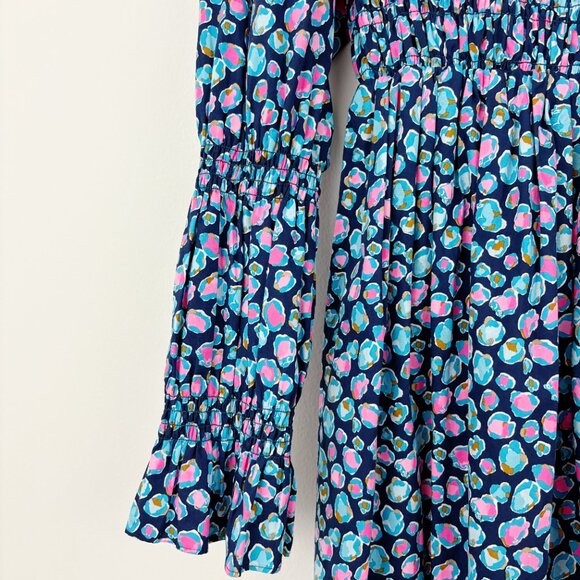 Lilly Pulitzer Beyonca Smocked Babydoll Dress Size M Seabreeze Blue Low Tide - Picture 6 of 12